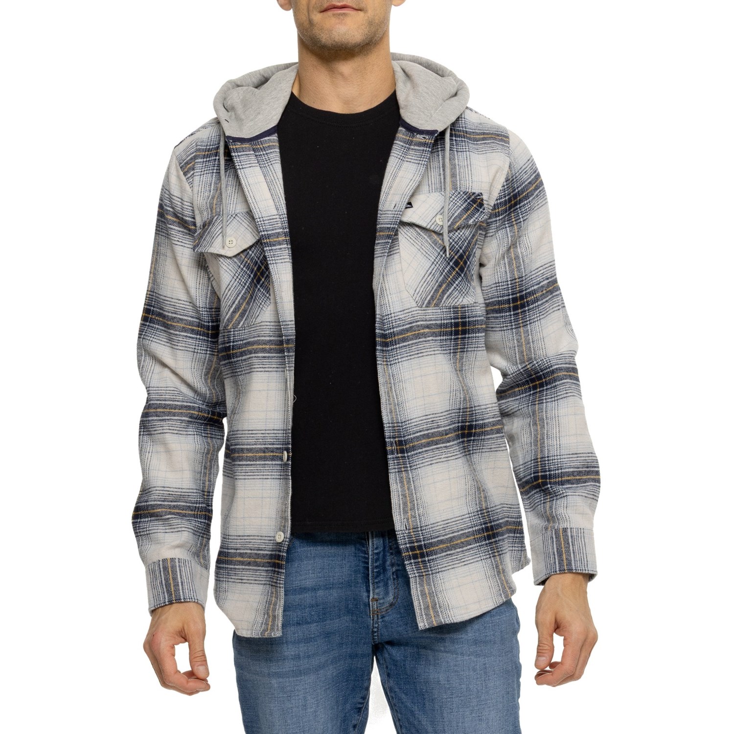 (取寄) クイックシルバー フランネル フーデット シャツ - ロング スリーブ Quiksilver Delton Flannel Hooded Shirt - Long Sleeve Sil