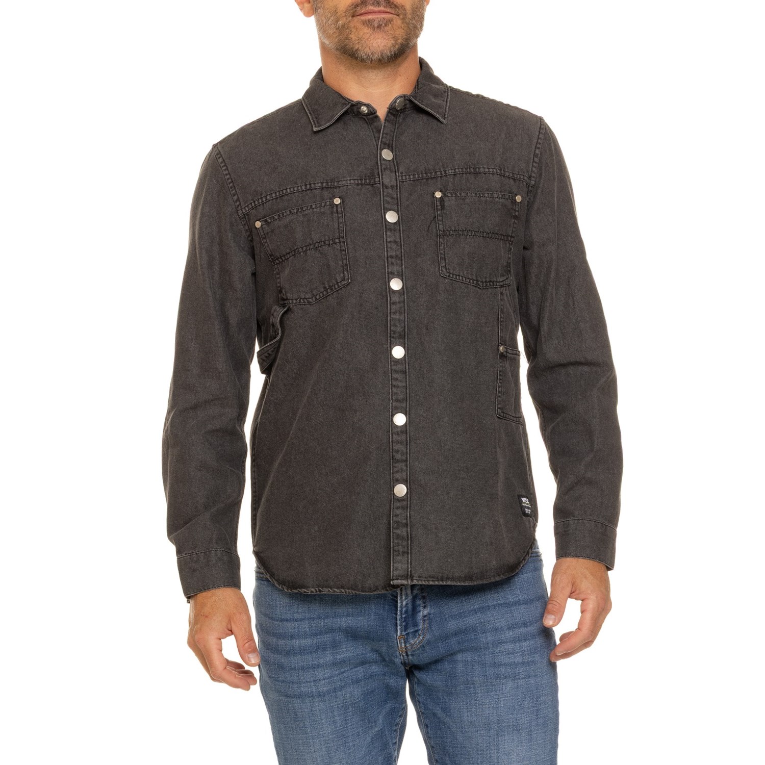 (取寄) カーペンター オーバーシャツ - ロング スリーブ WeSC Carpenter Overshirt - Long Sleeve Acid Wash Grey