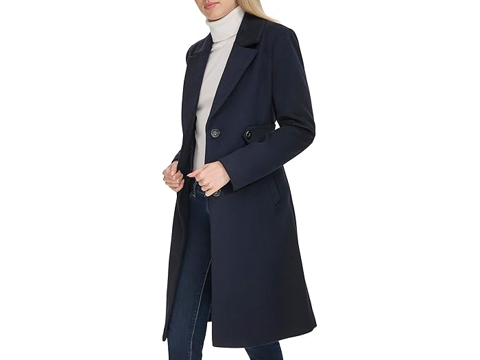 (取寄) コールハーン レディース ノッチ ラペル スリック ウール コート Cole Haan women Notch Lapel Slick Wool Coat Navy