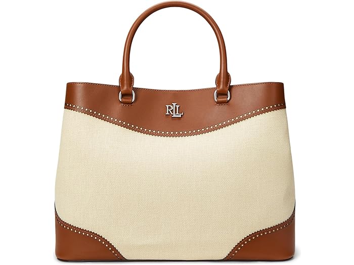 (取寄) ローレン ラルフローレン レディース ストロー アンド レザー ラージ マーシー サッチェル Lauren Ralph Lauren women Straw & Le