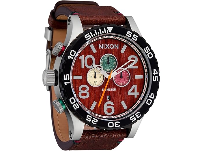 (取寄) ニクソン メンズ 51-30 クロノ レザー Nixon men 51-30 Chrono Leather Silver/Rosewood/Chocolate